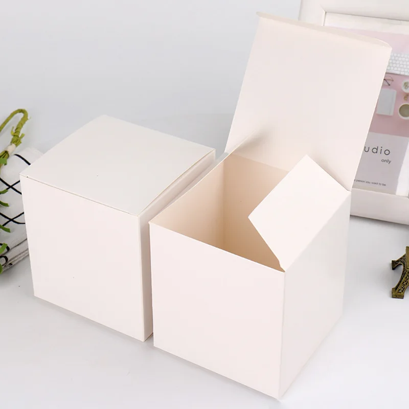 Event Party Box - 100pcs 5x5x5/6x6x6/7x7x7/8x8x8cm Blank White Cardboard Paper