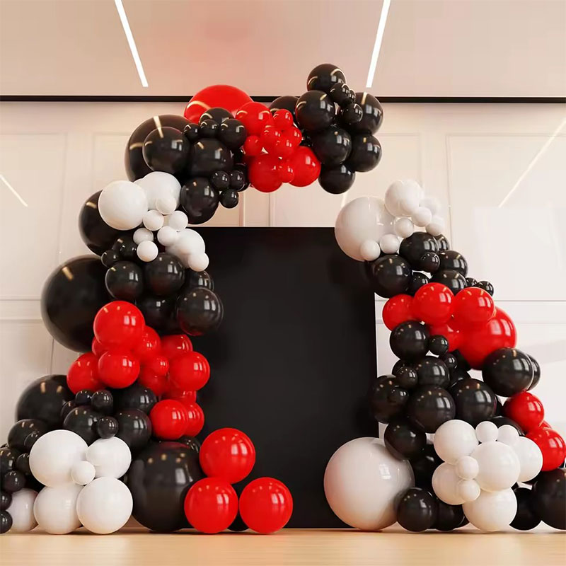 Balloon Arch Kit - 98Pcs Red and Black Balloons White