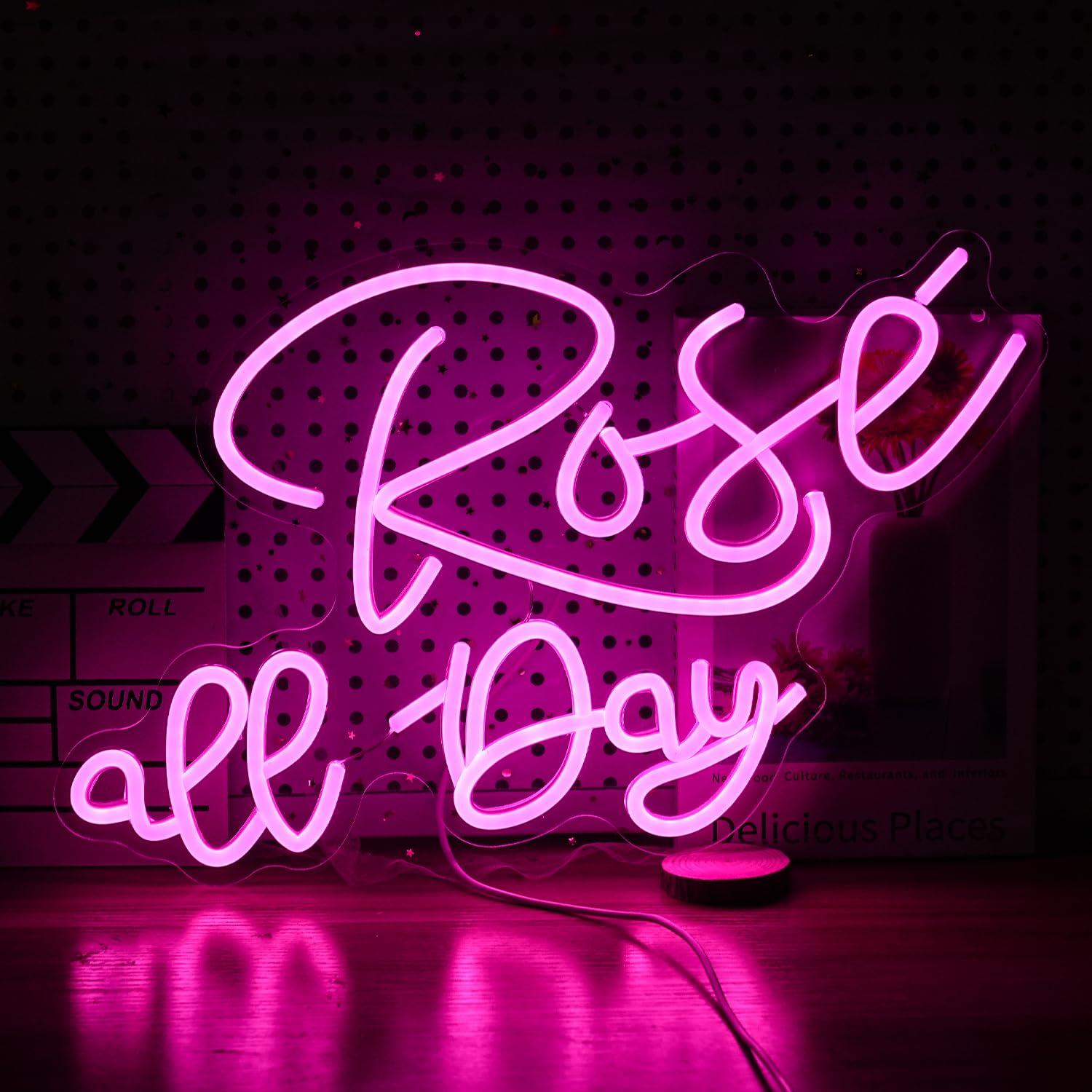 Neon Sign Party - Rose All Day Neon Sign Dimmable
