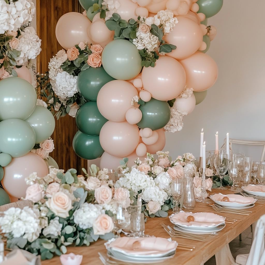 109Pcs Pink and Sage Green Whi - огляд і ціна Balloon Arch Kit