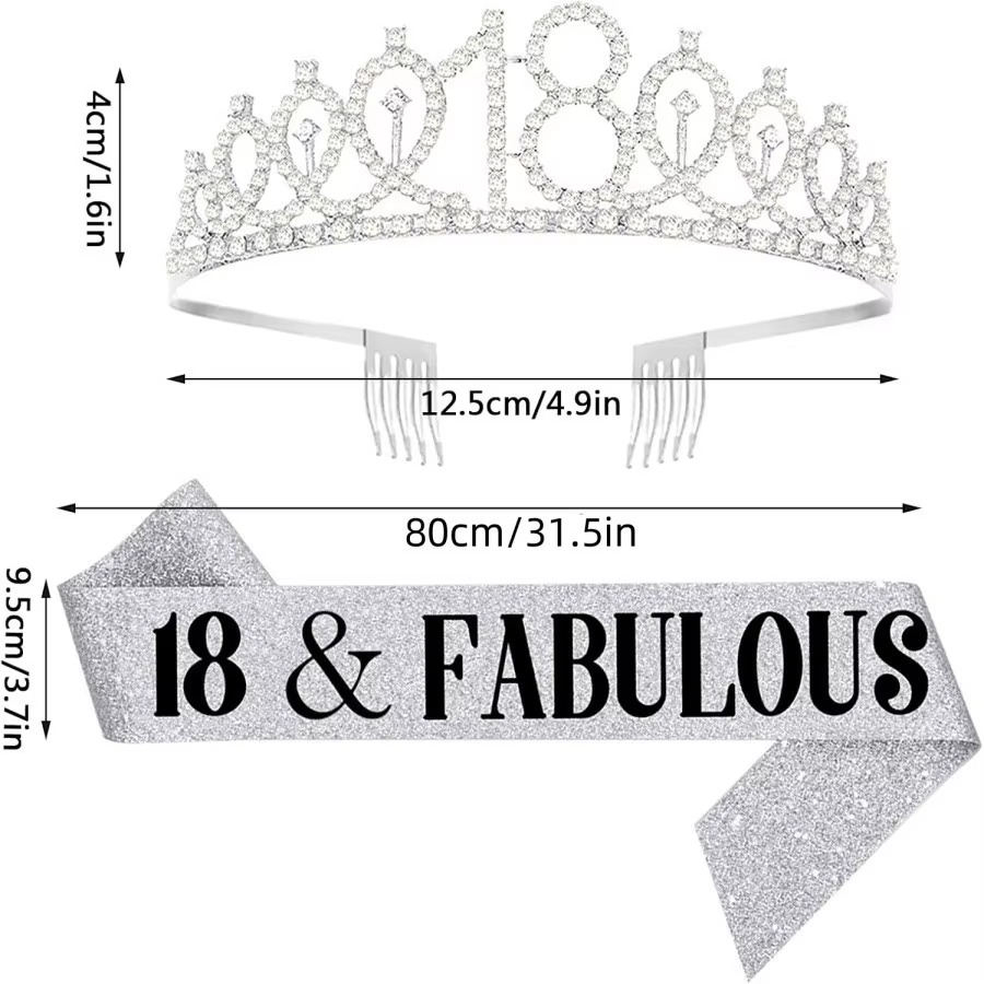 Glitter Silvery Birthday Tiara - огляд і ціна Birthday Sash Glitter