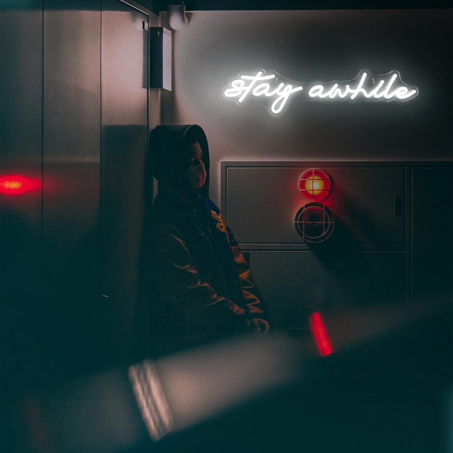 Stay Awhile Neon Signs USB Dim - огляд і ціна Neon Sign Party