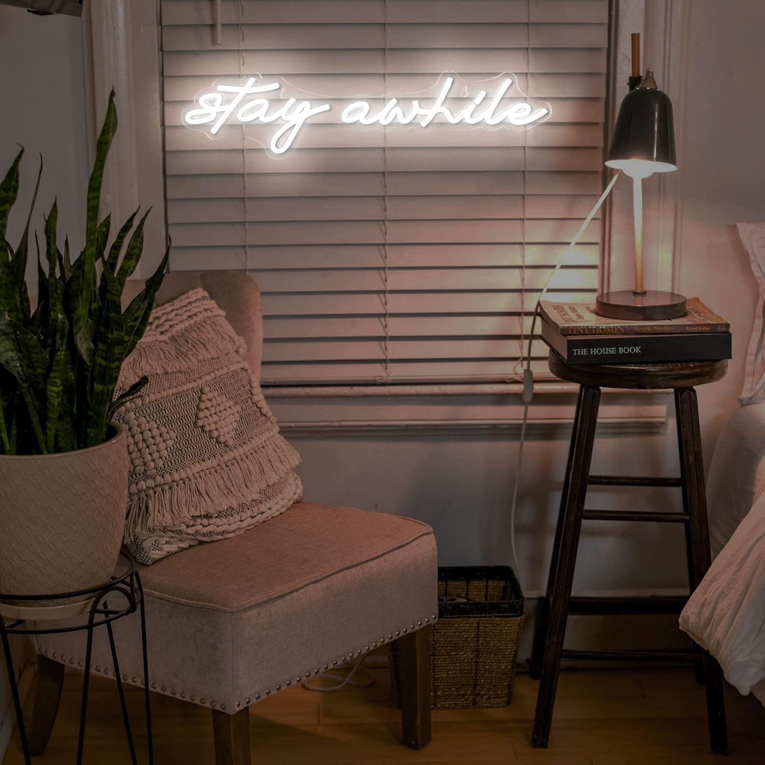Stay Awhile Neon Signs USB Dim - огляд і ціна Neon Sign Party