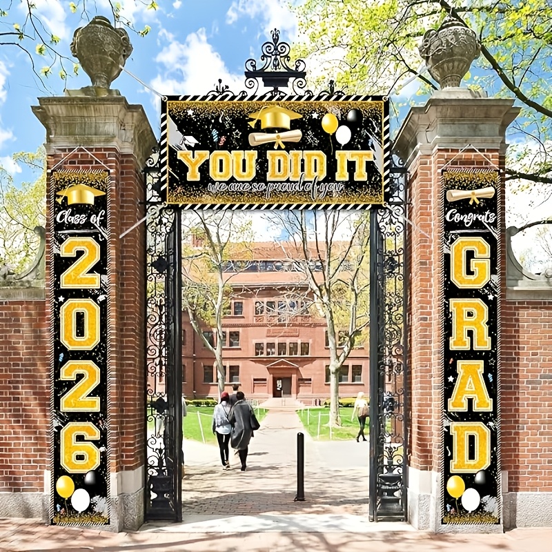 2D 3Pcs 2026 Graduation Banner - огляд і ціна Party Banner Gold