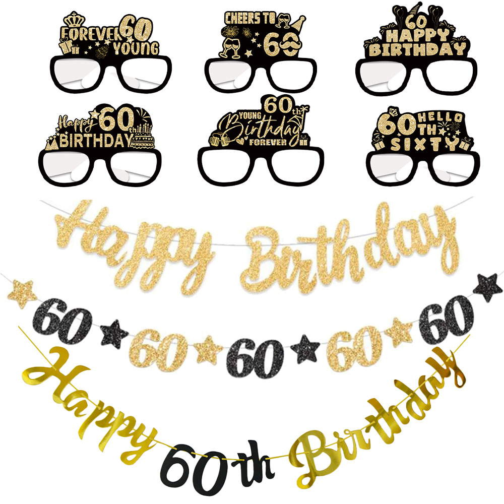 Black and Gold 60th Birthday P - огляд і ціна Party Banner Gold