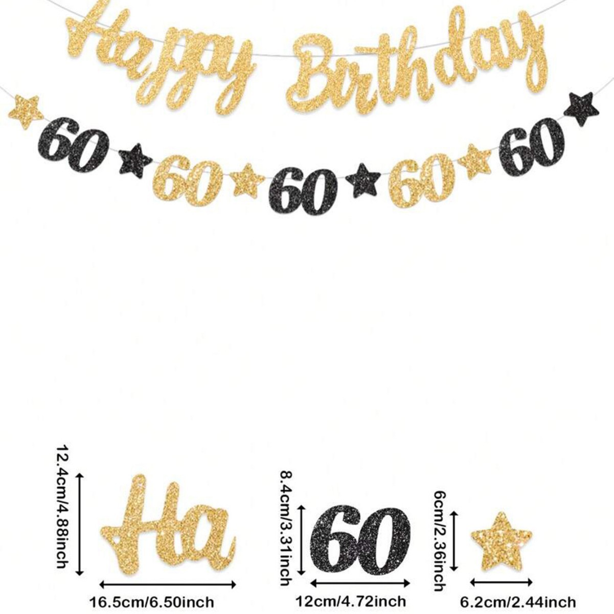 Black and Gold 60th Birthday P - огляд і ціна Party Banner Gold