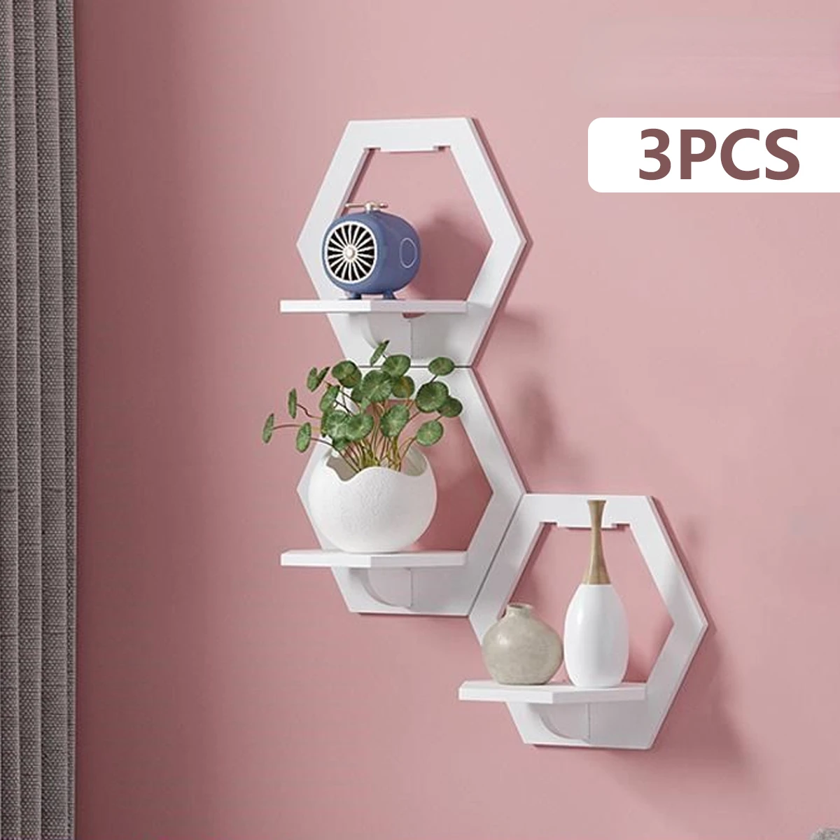 3Pcs Hexagon Wall Shelf Punch  - огляд і ціна Flower Wall Panel