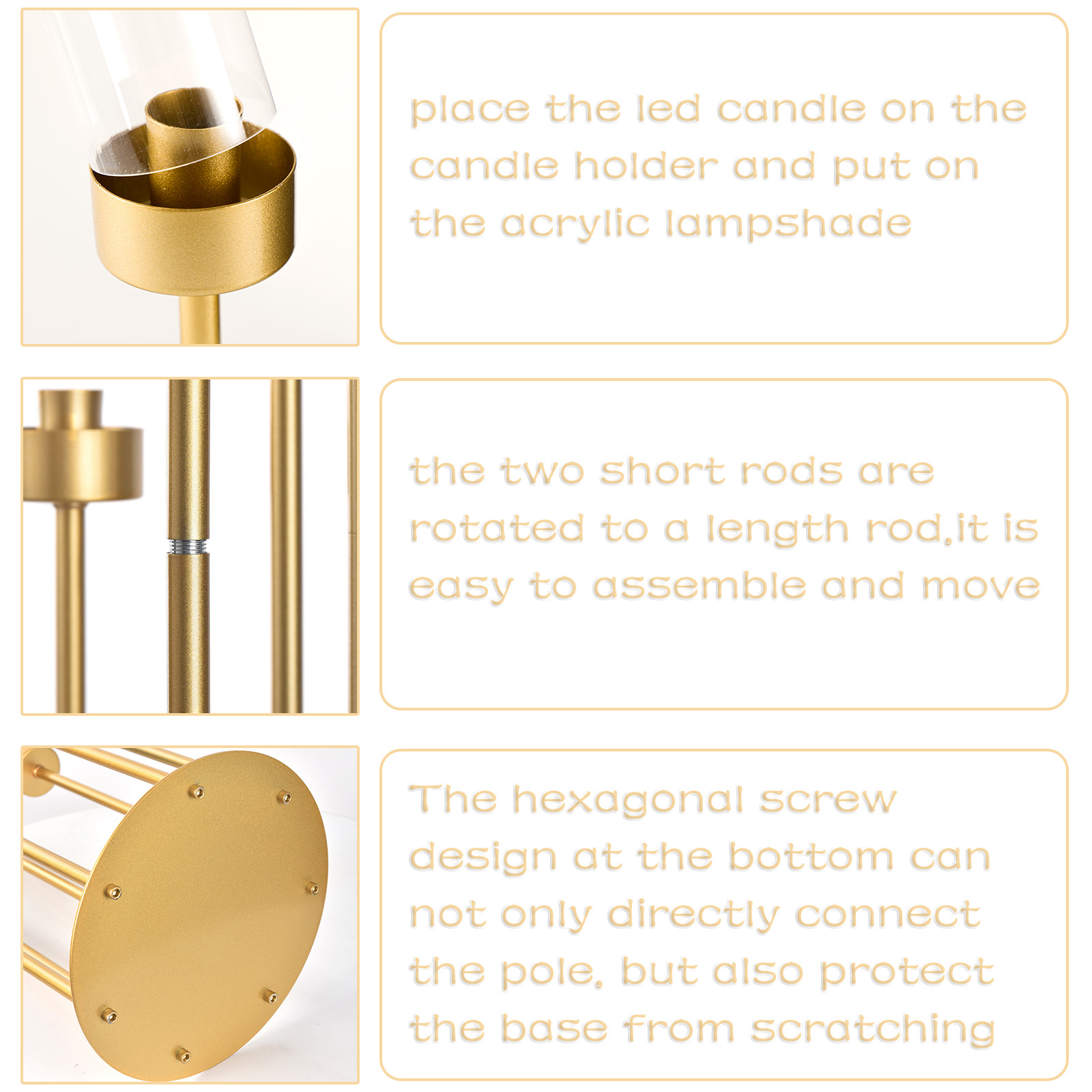 4 Sets 7-Arm Gold Floor Candel - огляд і ціна Centerpiece Stick