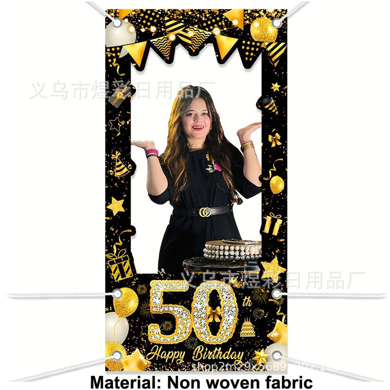 50th Birthday Decoration Black - огляд і ціна Party Banner Gold