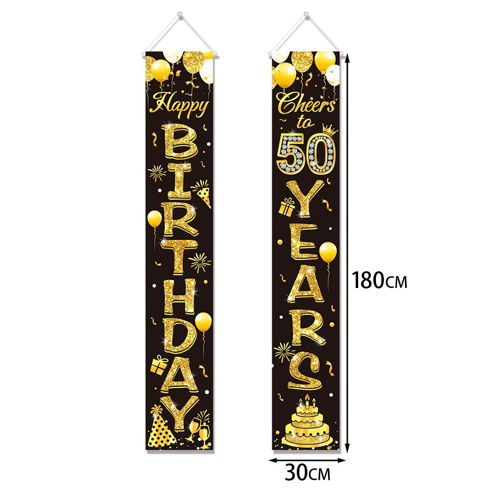 50th Birthday Decoration Black - огляд і ціна Party Banner Gold