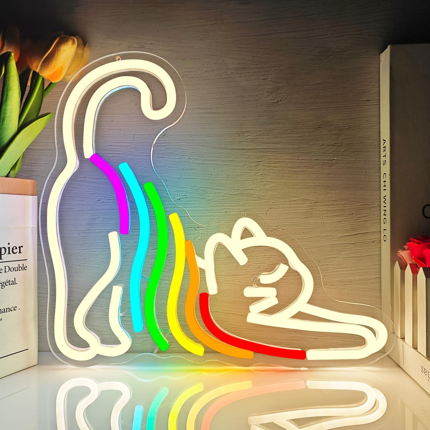 Rainbow Stretching Cat Neon Si - огляд і ціна Neon Sign Party