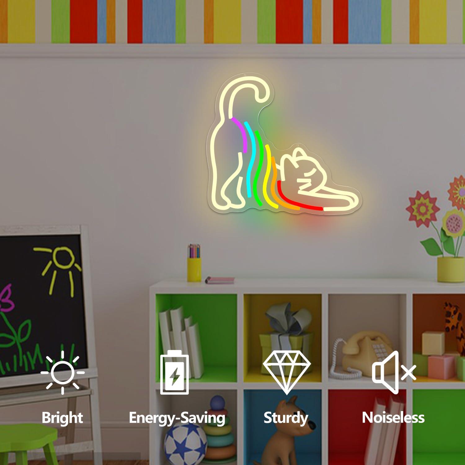 Rainbow Stretching Cat Neon Si - огляд і ціна Neon Sign Party