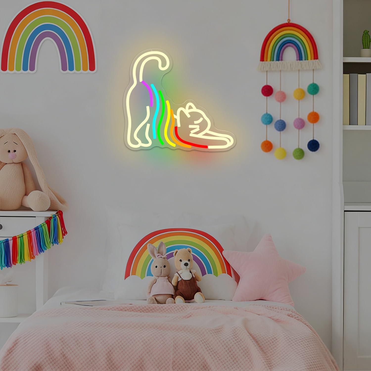 Rainbow Stretching Cat Neon Si - огляд і ціна Neon Sign Party