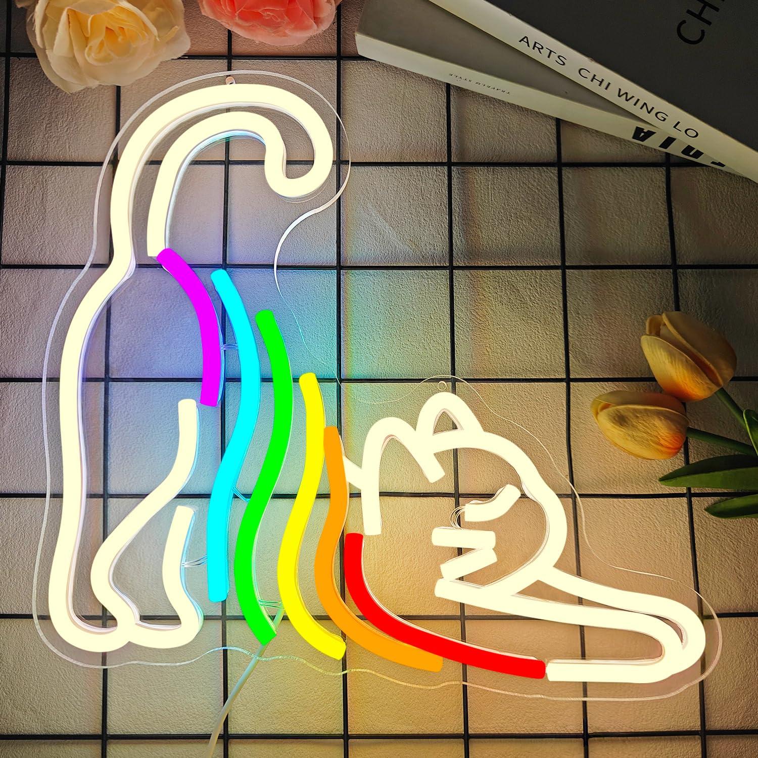 Rainbow Stretching Cat Neon Si - огляд і ціна Neon Sign Party