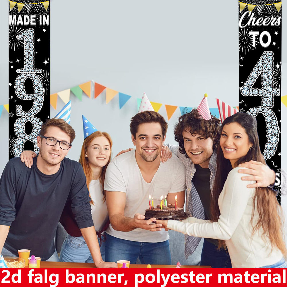 2Pcs 2D Flat 40th Birthday Ban - огляд і ціна Party Banner Gold
