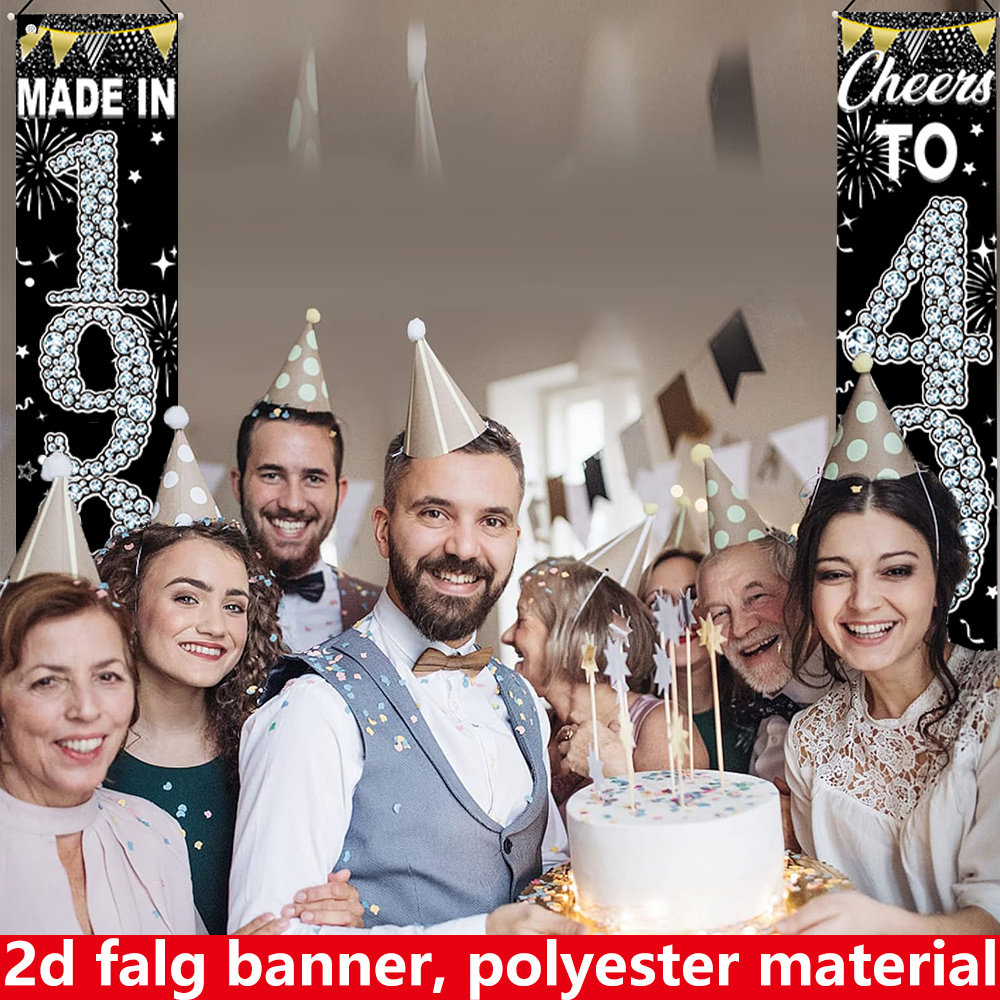 2Pcs 2D Flat 40th Birthday Ban - огляд і ціна Party Banner Gold