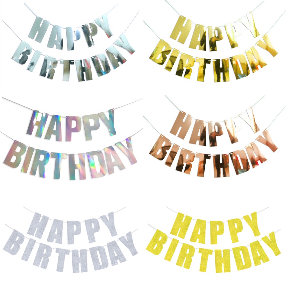 Happy Birthday Banner Gold Sil - огляд і ціна Party Banner Gold