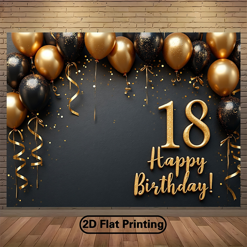 2D 1Pc Black & Gold Balloons B - огляд і ціна Party Banner Gold