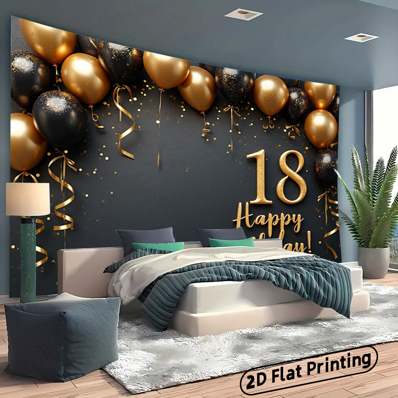 2D 1Pc Black & Gold Balloons B - огляд і ціна Party Banner Gold