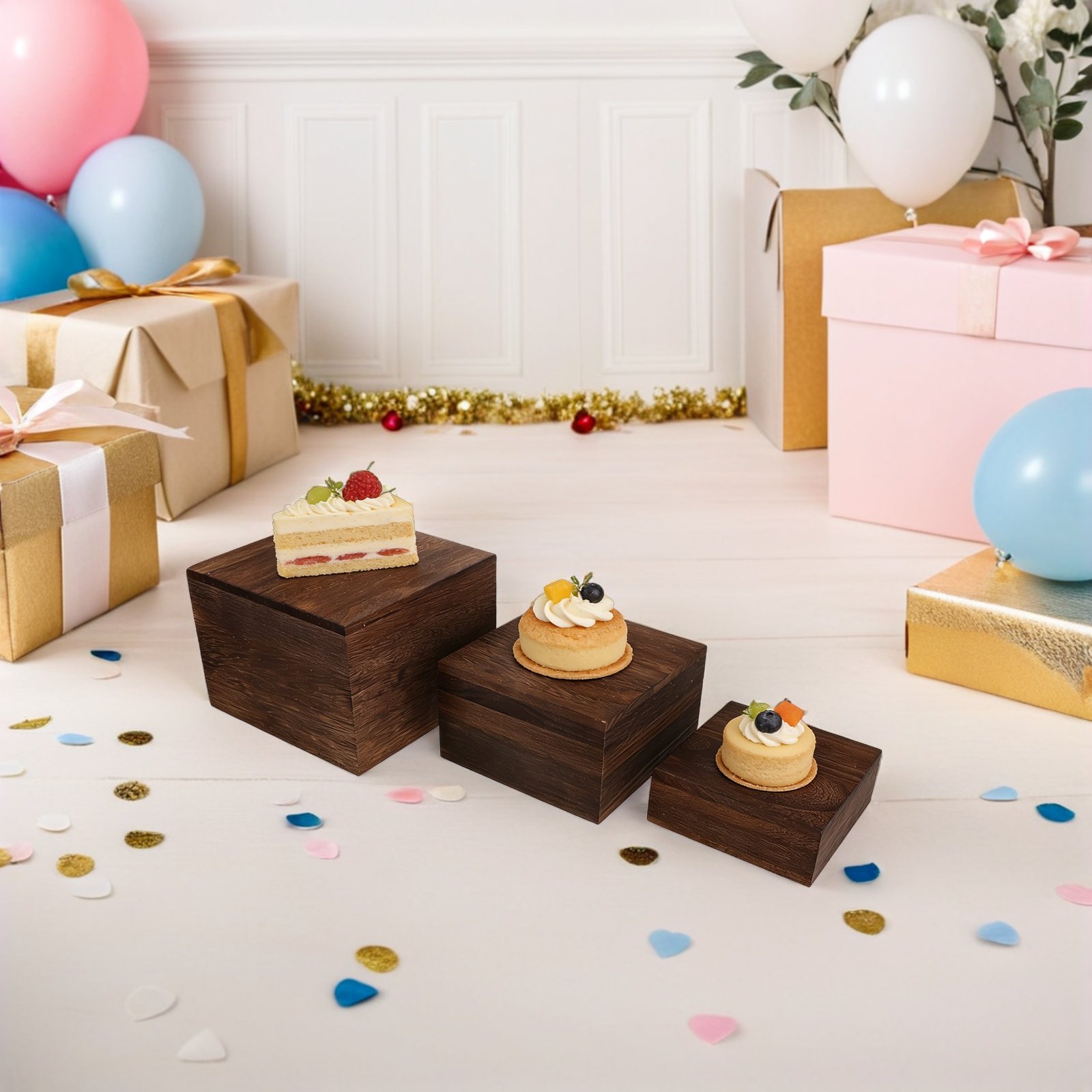 3Pcs Rustic Wooden Tiered Cake - огляд і ціна Cupcake Stand Tier