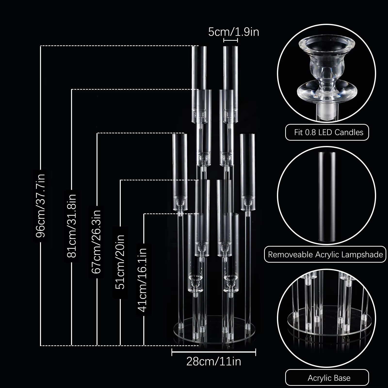 10 Arm Acrylic Candelabra Cent - огляд і ціна Centerpiece Stick