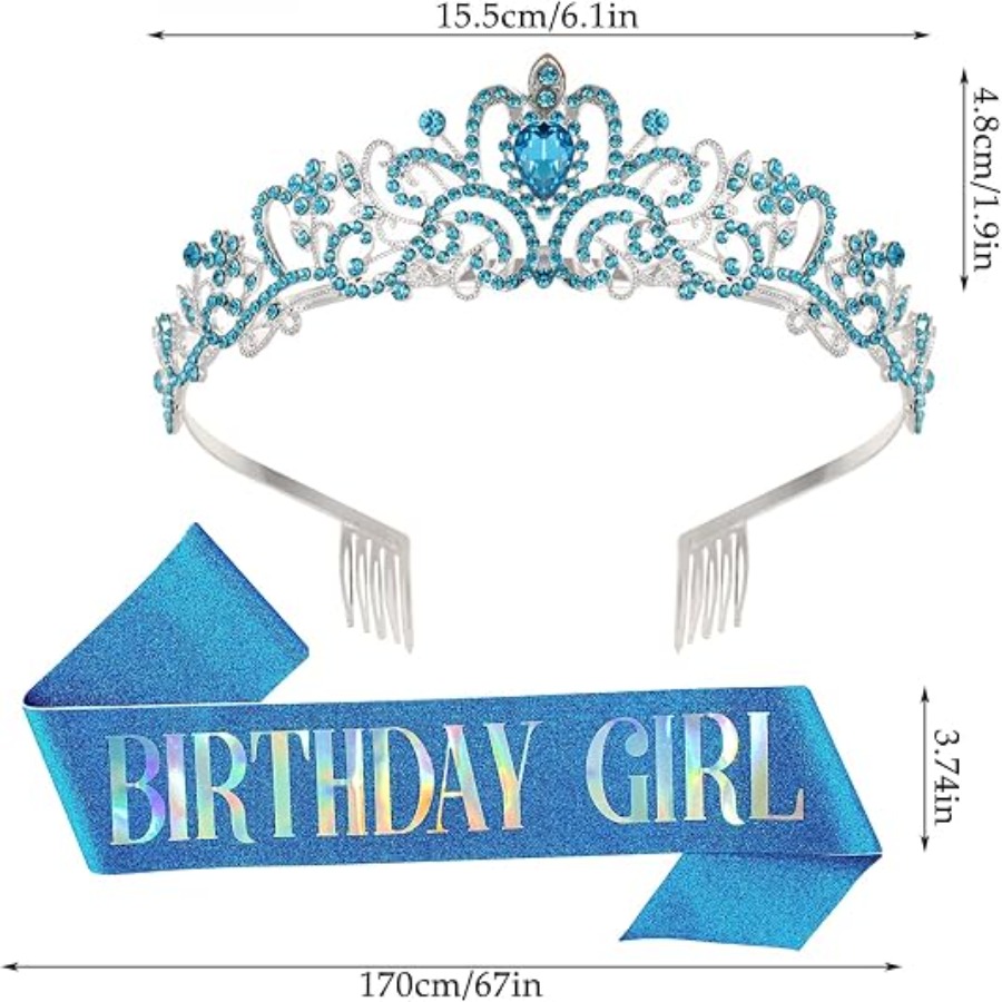 2Pcs Set Rhinestone Crystal Cr - огляд і ціна Birthday Sash Glitter