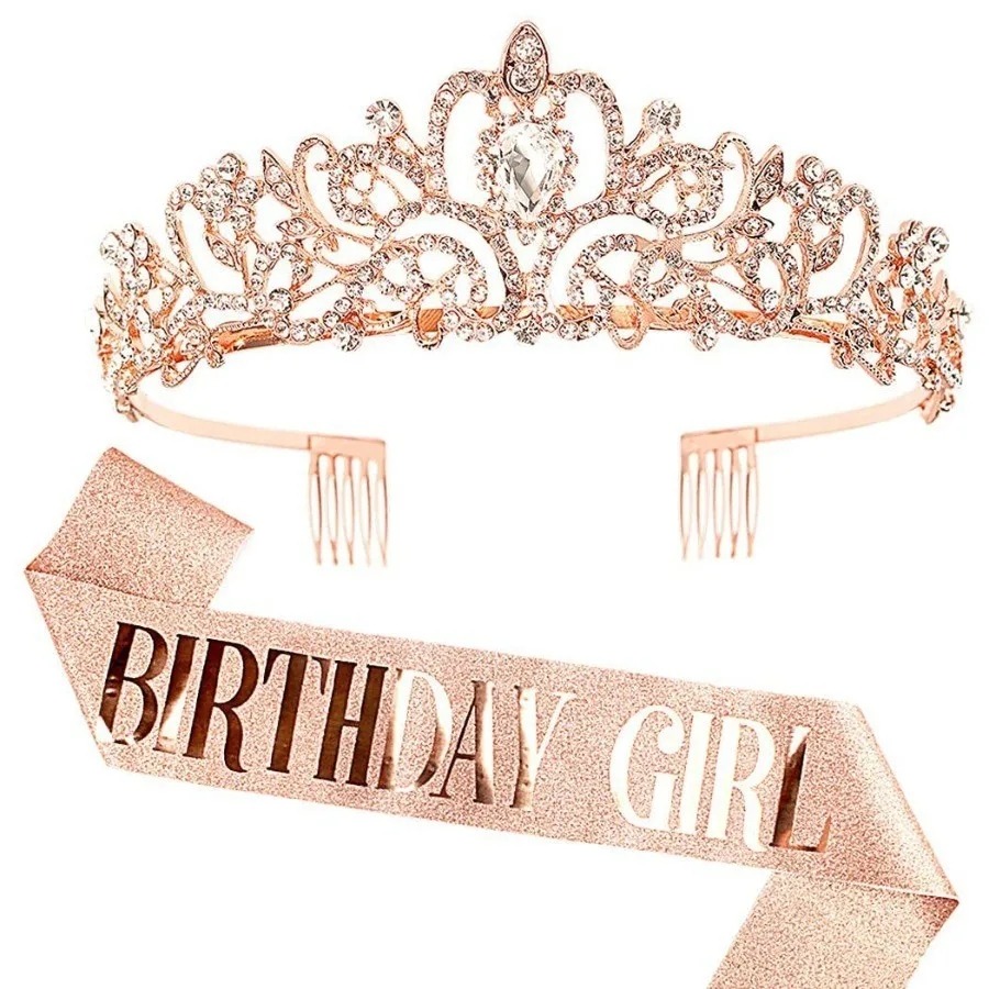 2Pcs Set Rhinestone Crystal Cr - огляд і ціна Birthday Sash Glitter