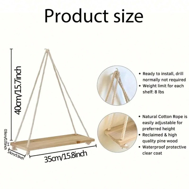 1PC Wooden Swing Hanging Hemp  - огляд і ціна Flower Wall Panel