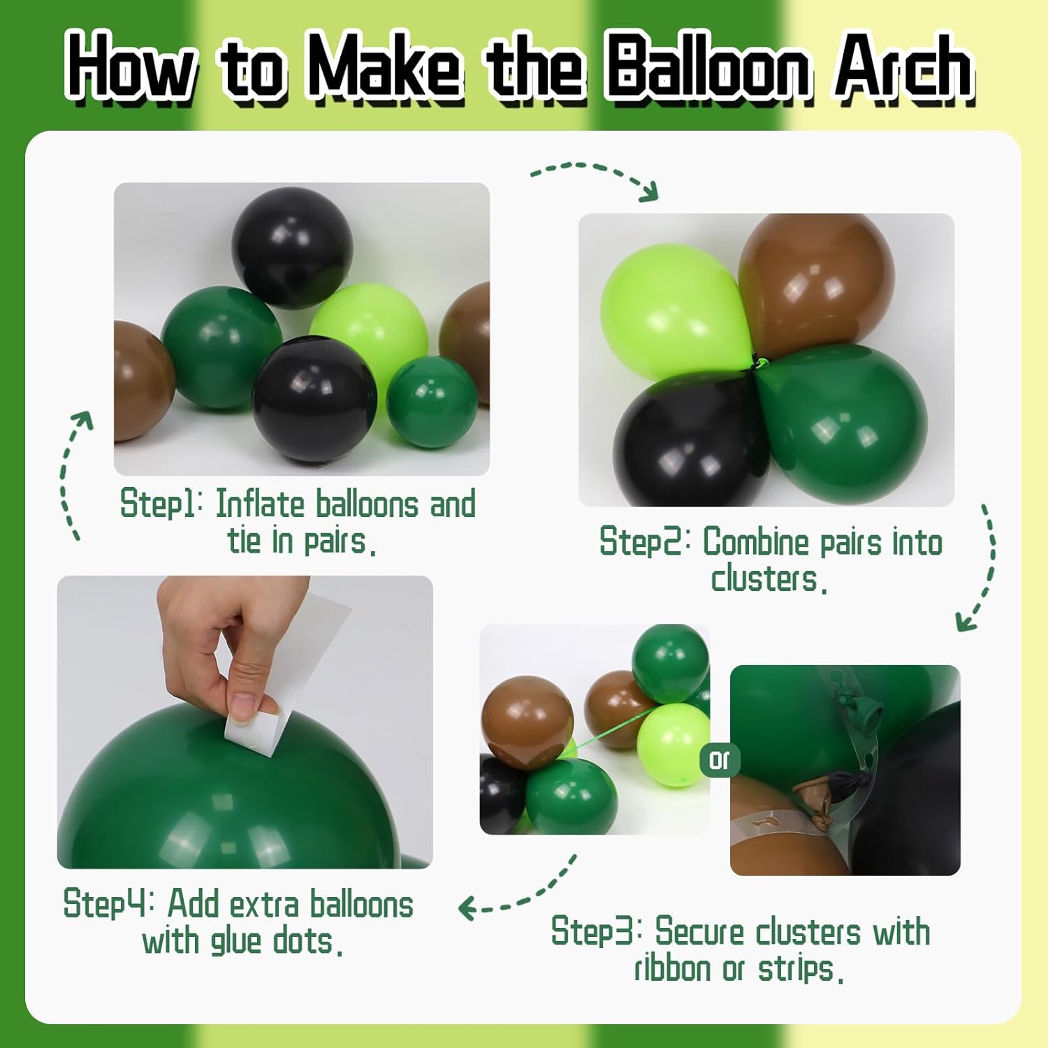 Brown Black Green Latex Balloo - огляд і ціна Balloon Arch Kit