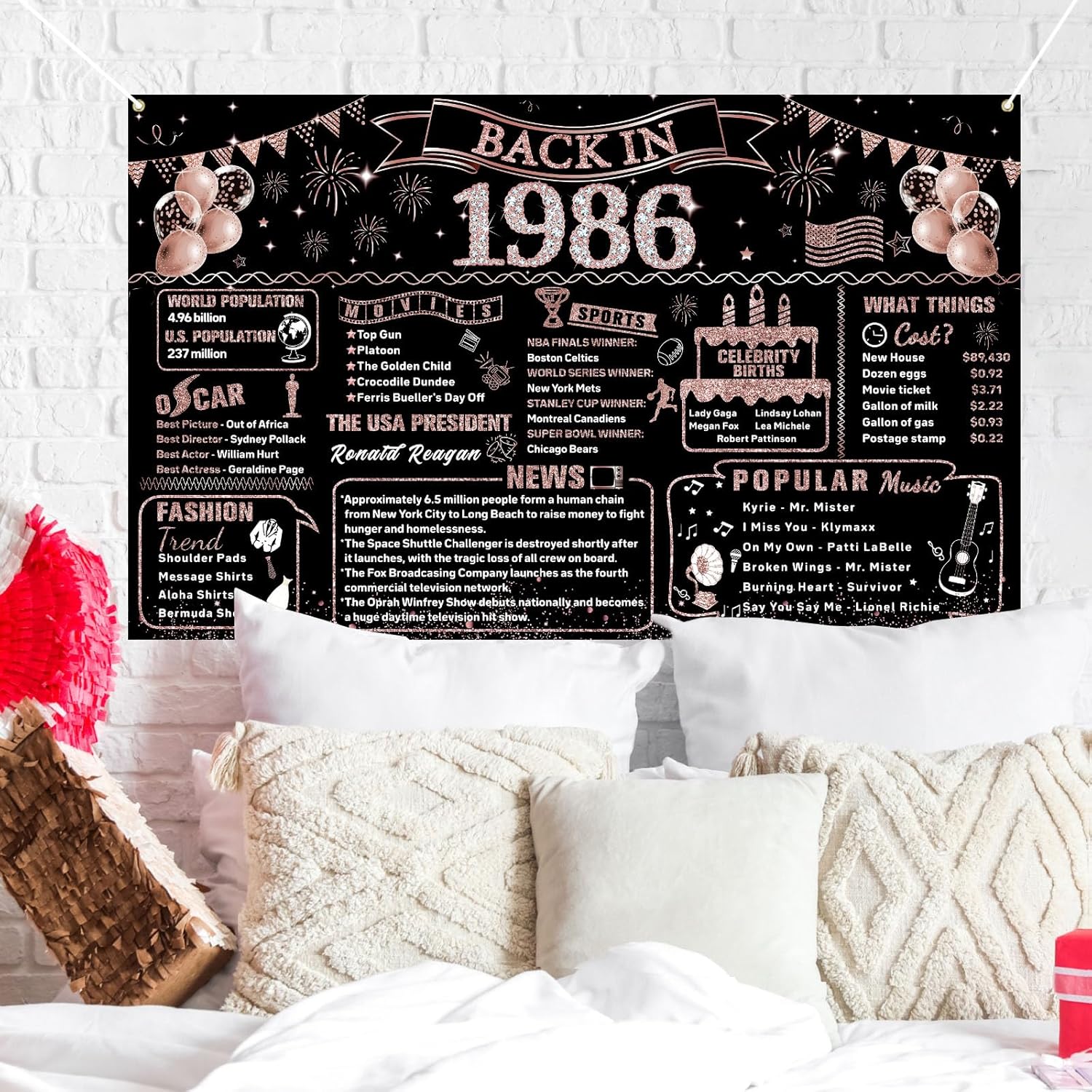 40th Birthday Decorations for  - огляд і ціна Party Banner Gold