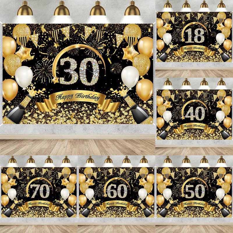 Happy 30th 40th 50th Birthday  - огляд і ціна Party Banner Gold