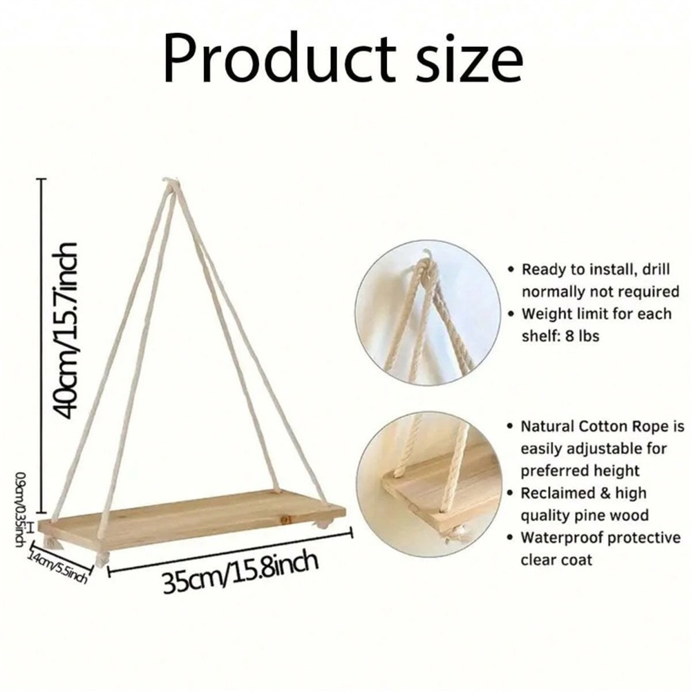 1pc Wood Hanging Shelve Swing  - огляд і ціна Flower Wall Panel