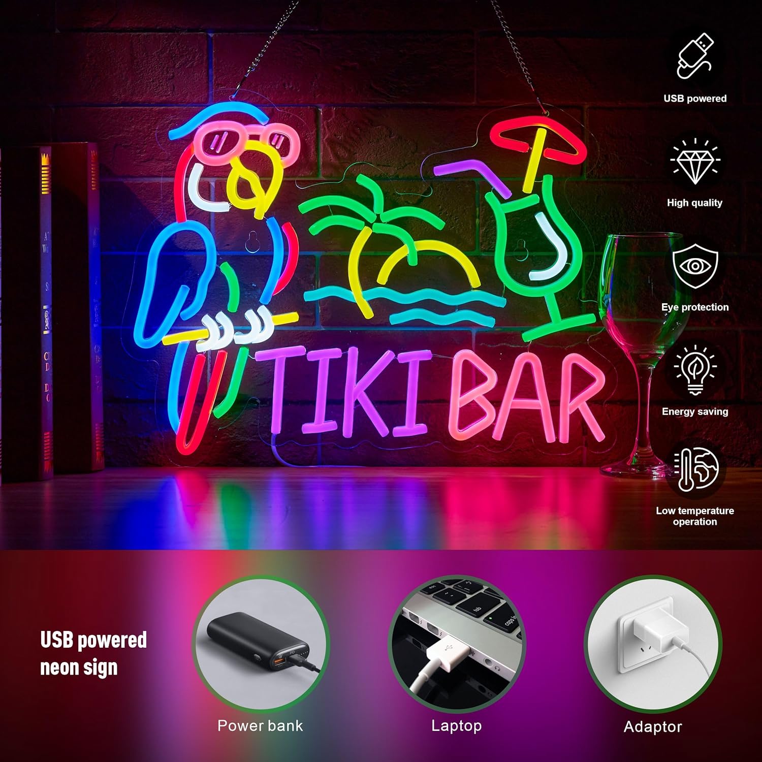 Tiki Bar Parrot Palm Tree Neon - огляд і ціна Neon Sign Party
