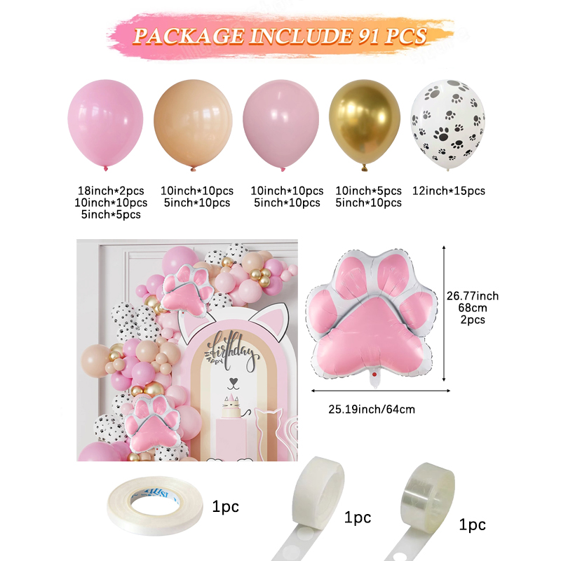 91Pcs New Meow Cat Theme Ballo - огляд і ціна Balloon Arch Kit