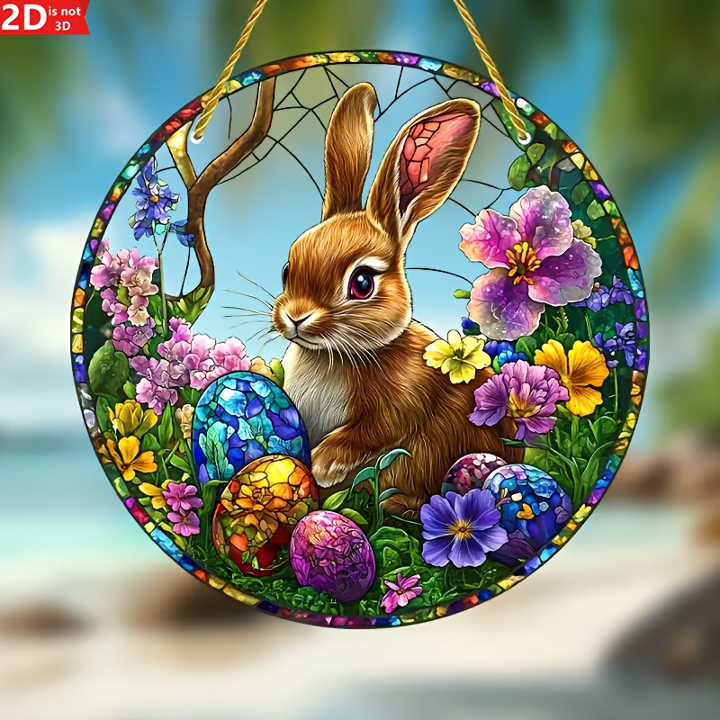 2Pcs Easter Rabbit Stained Acr - огляд і ціна Flower Wall Panel