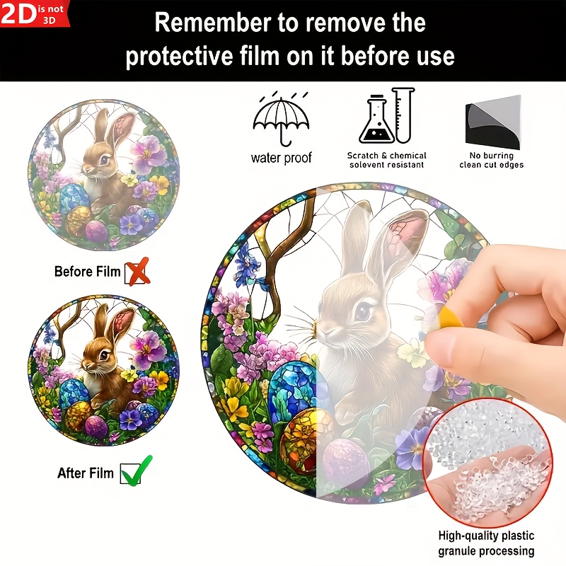 2Pcs Easter Rabbit Stained Acr - огляд і ціна Flower Wall Panel