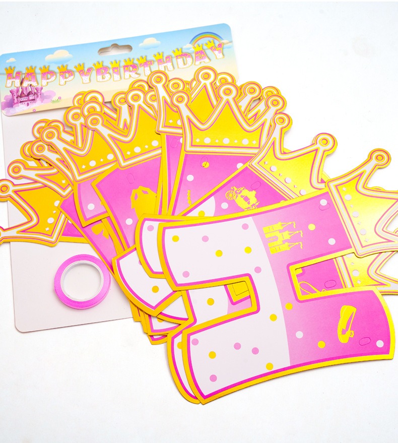 Pink Stamping Gold Crown Theme - огляд і ціна Party Banner Gold