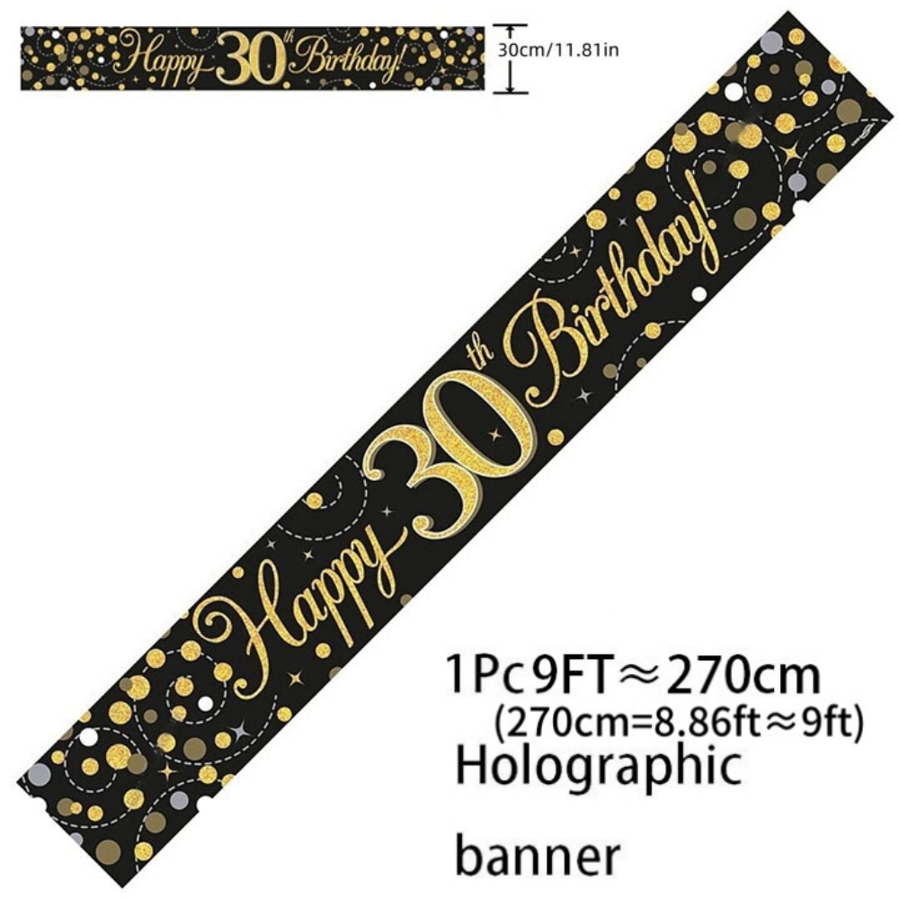 Black Gold Holographic Birthda - огляд і ціна Party Banner Gold