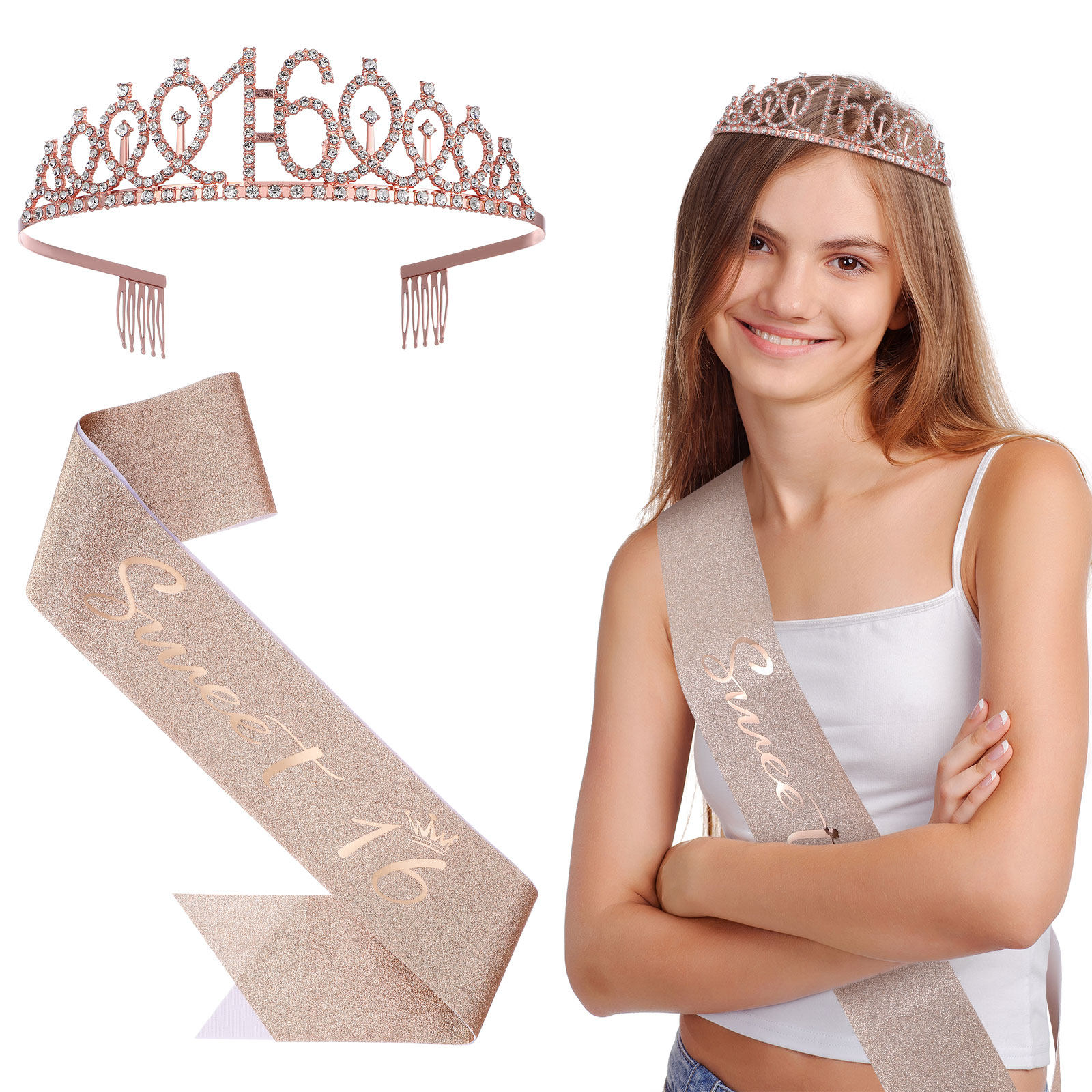 1Set Glittering Birthday Tiara - огляд і ціна Birthday Sash Glitter