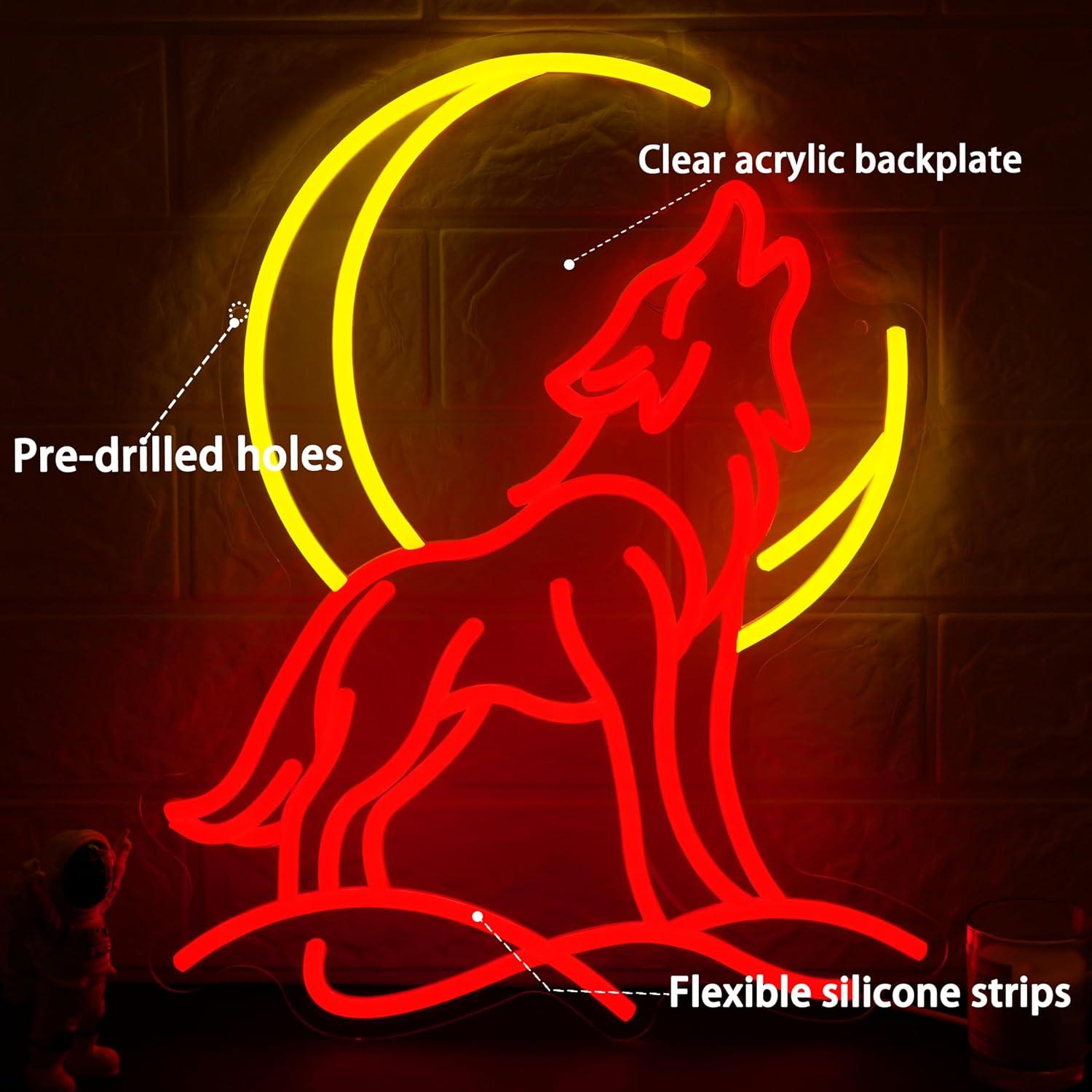 Howling Wolf Neon Sign Dimmabl - огляд і ціна Neon Sign Party